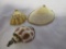 3 hand-painted gold genuine sea shell pendants