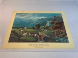 Currier & Ives THE ROCKY MOUNTAINS Litho Poster