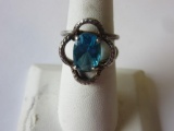 .925 Silver 5.6g Size 8 Blue Stone Ring