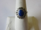 .925 Silver 4.3g Size 8 Blue Stone Ring