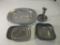 Lot of 3 Pewter Plates and a Pewter Candleholder