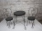 Miniature metal doll cafe table and chair set