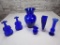 Lot of blue glass items