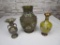 3 decorative vases brass, enamel, cloisonne