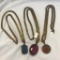 Lot of 3 Large Faux Gemstone Necklaces
