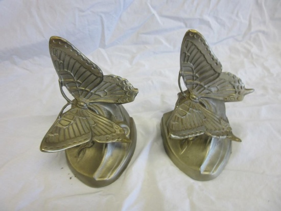 Pair of Brass Butterfly Bookends 5.5"x4"x3.5"