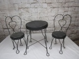 Miniature metal doll cafe table and chair set