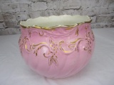 Antique hand painted pink porcelain pot