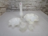 Lot of 5 milk glass items Fenton and more