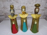 3 delicate hand-painted paper mache wise men
