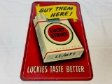 1950'S LUCKY STRIKE CIGARETTES EMBOSSED METAL SIGN