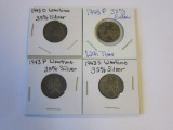 Lot of Four .35 Silver Wartime Jefferson Nickels