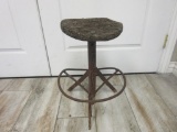 Antique Wood and Iron Stool 20