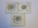 Lot of Three 1964 .90 Silver Roosevelt Dimes UNC