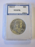 1963-D .90 Silver Franklin Half Dollar MS66FBL