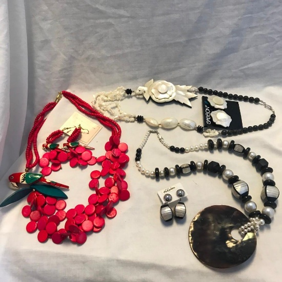 Lot of 3 Necklace and Pierced Earring Sets
