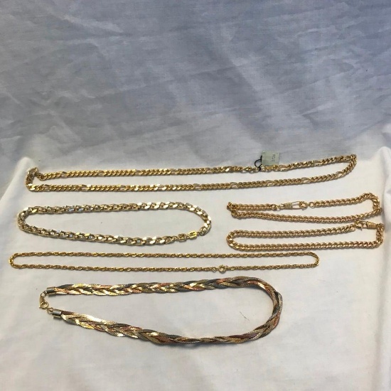 Lot of 6 Misc. Gold-Tone Chain Necklaces