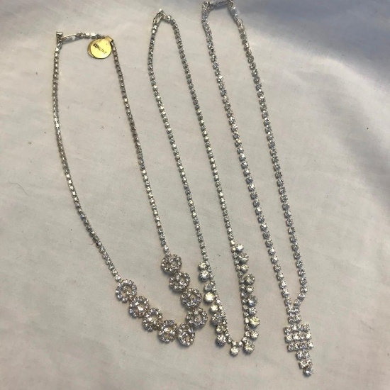 Lot of 3 Rhinestone Necklaces