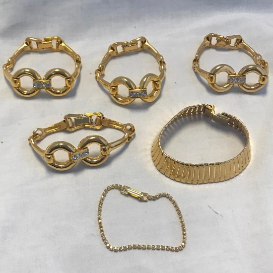 Lot of 6 Gold-Tone Bracelets