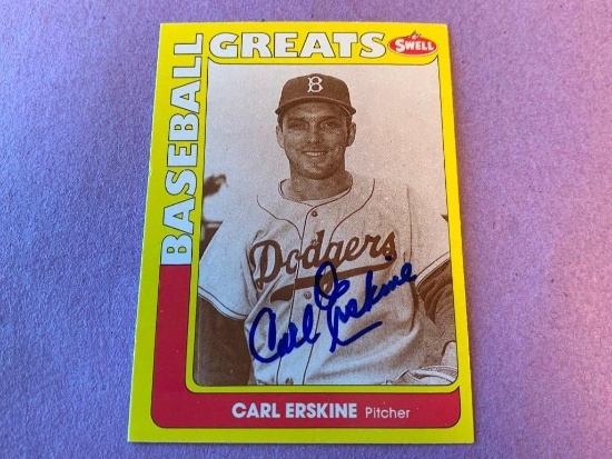 CARL ERSKINE Dodgers AUTOGRAPH Baseball Card