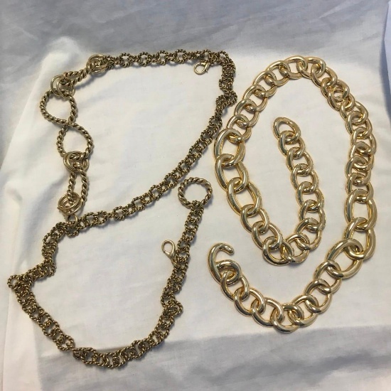 Lot of 2 Gold-Tone Chain Belts