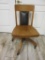 Vintage Oak and Leather Wheeled Office Chair