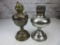 Pair of Vintage Kerosene Lamps Brass & Silver Tone