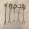 Lot of 5 Genuine Silver Two-Prong Shellfish Tea Forks