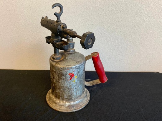 Vintage Gasoline Blow Torch with red Handle