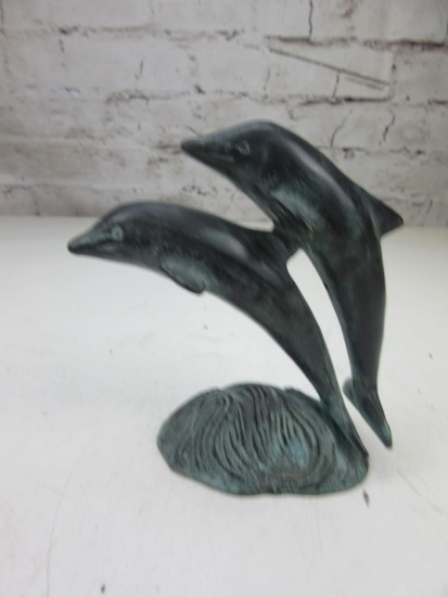 Pair of Dolphins Metal Figurine 5.5" Tall