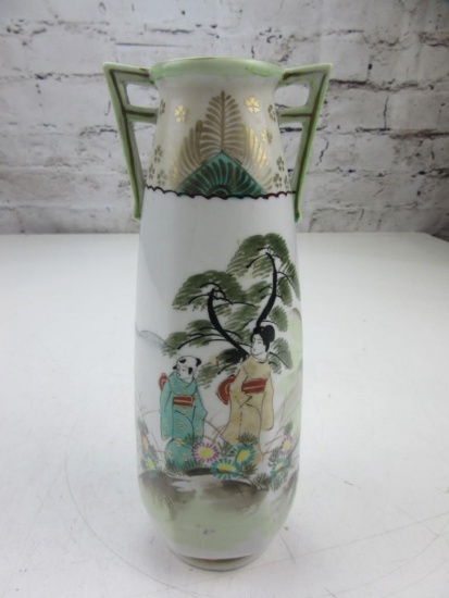 9" Tall Ceramic Japanese Decorated Vase