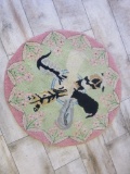 Vintage Folk Art Hooked Rug 