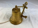 Vintage Brass Bell with anchor wall mount