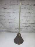 Vintage Wooden and Metal Plunger 27.5