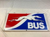 Greyhound Bus Metal Sign on Wood Hanging