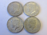 Lot of Four 1968 .40 Silver Kennedy Half Dollars