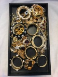 Tray Lot of Miscellaneous Gold-Tone Bracelets