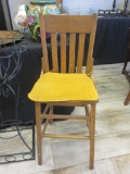 Vintage Wooden Yellow Cushion Chair 37.5