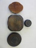 Lot of 4 Black and Brown Wooden Pedestals