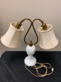 Vintage Milk Glass 2 Adjustable Light Desk Lamp