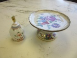 Porcelain Decorative Pedestal Plate and Bell