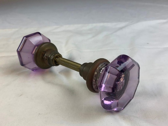Vintage Set of Purple Glass Door Knobs