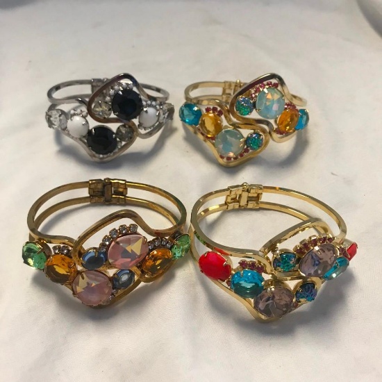 Lot of 4 Similar Style Bracelets with Colorful Stone Embellishments