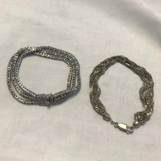 Lot of 2 Sterling Silver Multi-Layered Bracelets