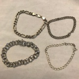 Lot of 4 Misc. Sterling Silver Chain Bracelets