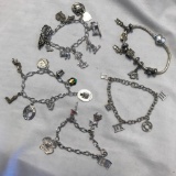 Lot of 5 Misc. Sterling Silver Charm Bracelets