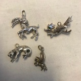 Lot of 4 Sterling Silver Animal Charms/Pendants
