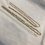 Lot of 3 Gold-Tone Sterling Silver Chain Necklaces