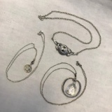 Lot of 3 Sterling Silver Necklace with Various Pendants