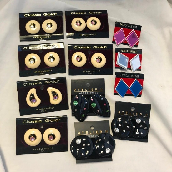 Lot of 12 Pairs of Misc Pierced Earrings with Some Duplicates